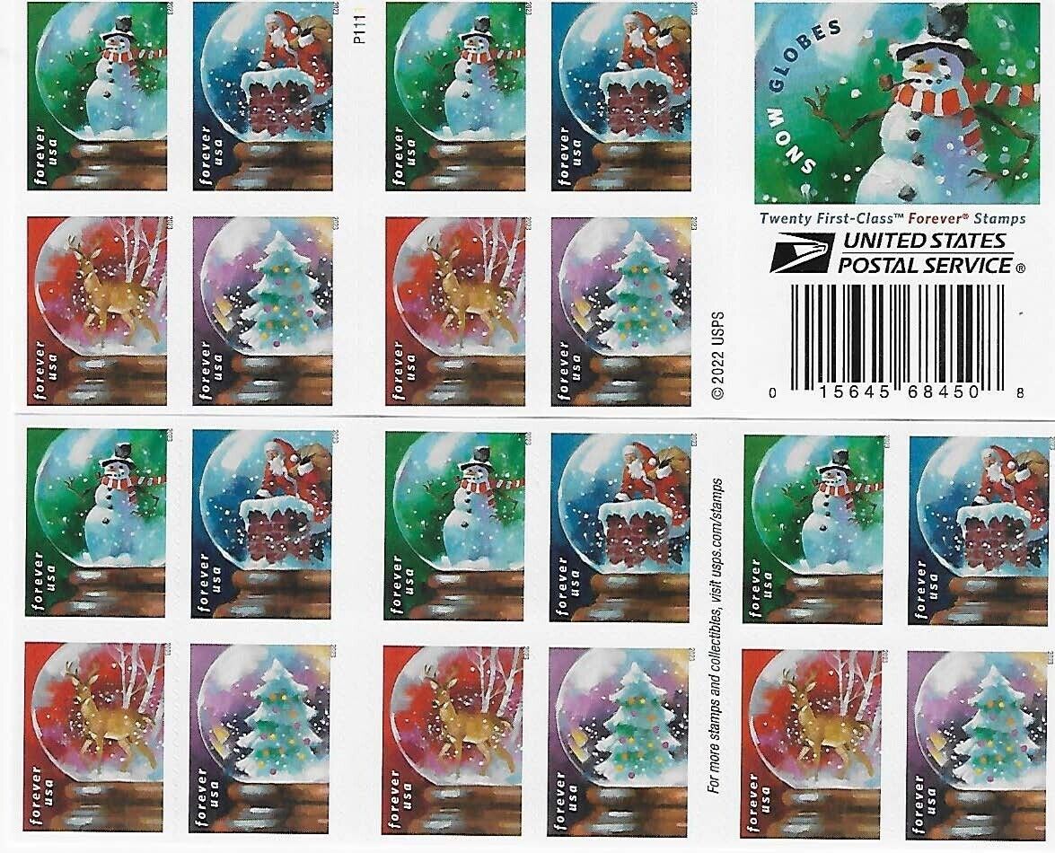 Snow Globes USPS Forever First Class Postage Stamps image 0