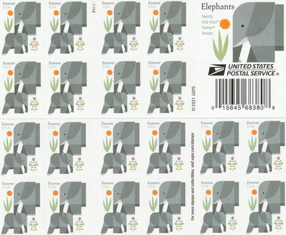 USPS Cartoon Elephants Star Forever First Class Postage Stamps image 0