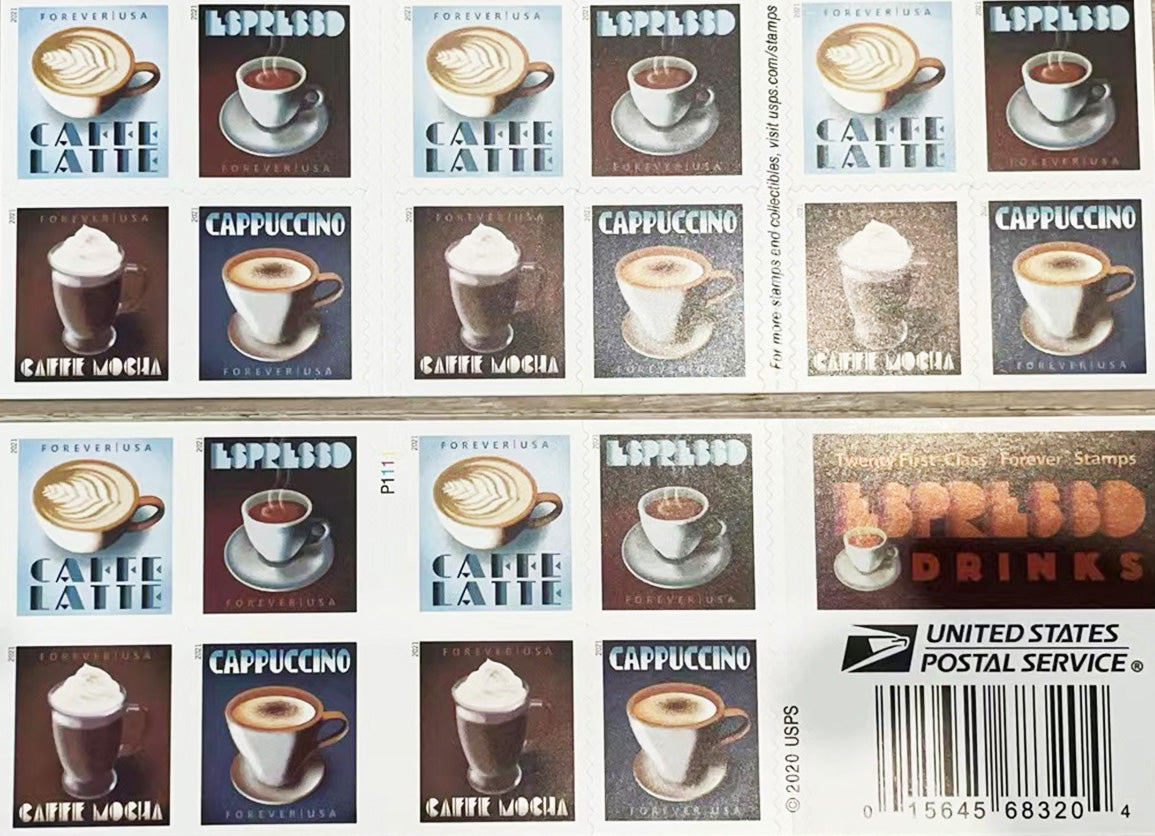 USPS Espresso Drinks coffee Forever Postage Stamps image 0