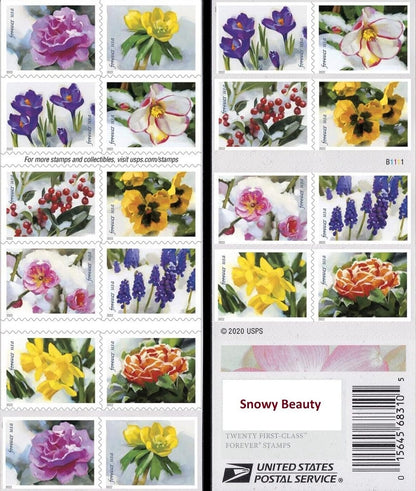 USPS Snowy Beauty Bloom Forever First Class Postage Stamps image 0