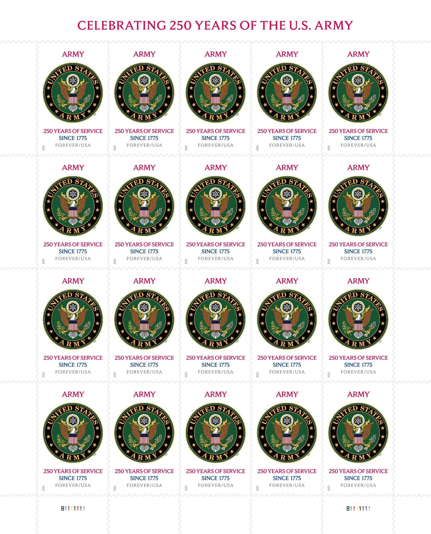 U.S. Army 250th First-Class Mail Forever Postage Stamps