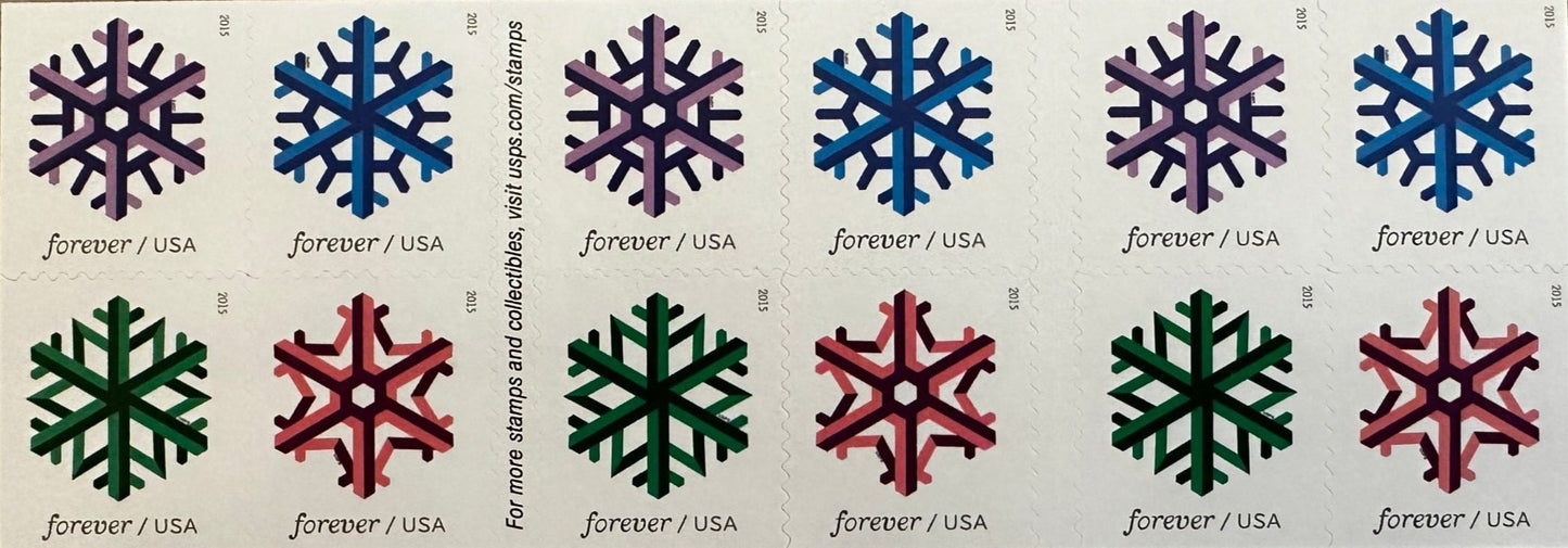 USPS Geometric Snowflakes Forever First Class Postage Stamps image 2