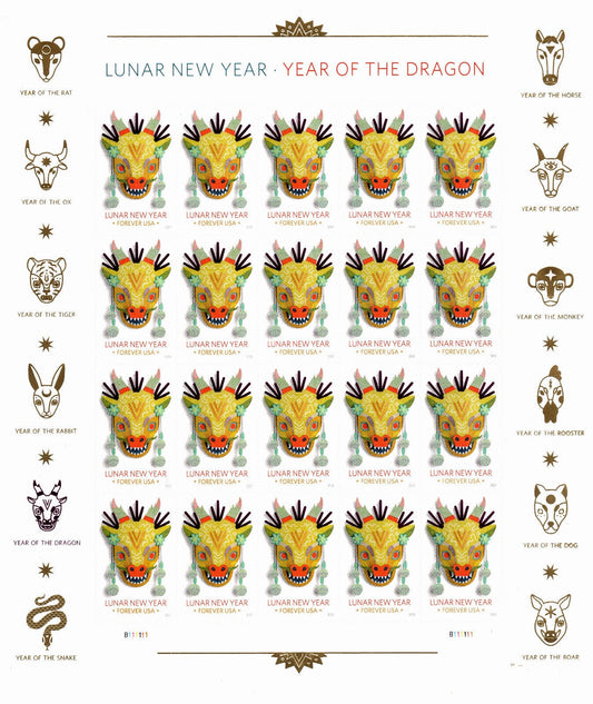 Year of the Dragon Stamps Celebrates Lunar New Year Forever First Class Postage Stamps image 0